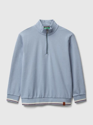 Benetton, High Neck Sweatshirt With Zipper, size XL, Light Blue, Kids United Colors of Benetton
