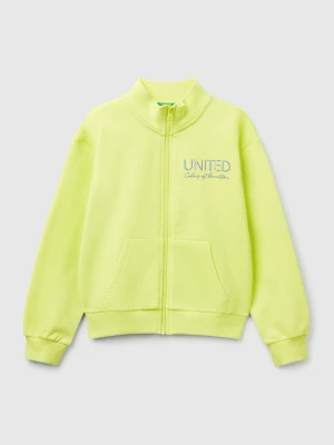 Benetton, High Neck Sweatshirt With Zipper, size S, Lime, Kids United Colors of Benetton