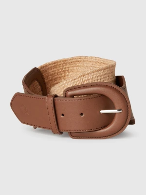 Benetton, High Raffia Effect Belt, size OS, Brown, Women United Colors of Benetton