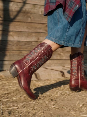 Benetton, High Red Texan Boots, Size: 39, Red, Women United Colors of Benetton