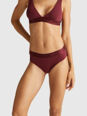 Benetton, High-rise Underwear In Stretch Cotton, Size: XS, Burgundy, Women United Colors of Benetton