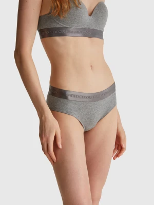 Benetton, High-rise Underwear In Stretch Cotton, size XS, Dark Gray, Women United Colors of Benetton
