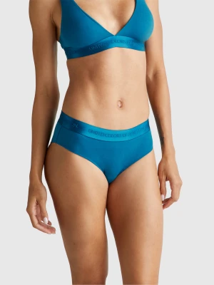 Benetton, High-rise Underwear In Stretch Cotton, Size: XS, Teal, Women United Colors of Benetton