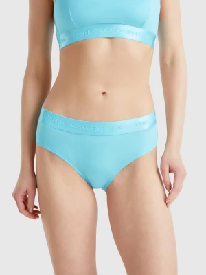 Benetton, High-rise Underwear In Stretch Cotton., size XS, Turquoise, Women United Colors of Benetton
