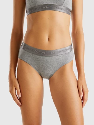 Benetton, High-rise Underwear In Stretch Organic Cotton, size L, Dark Gray, Women United Colors of Benetton