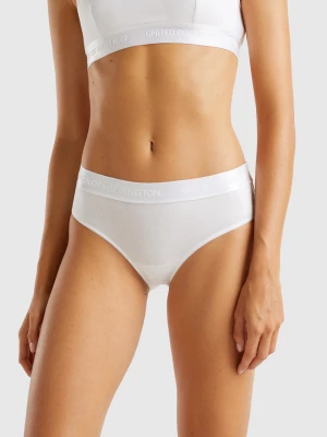 Benetton, High-rise Underwear In Stretch Organic Cotton, size S, White, Women United Colors of Benetton