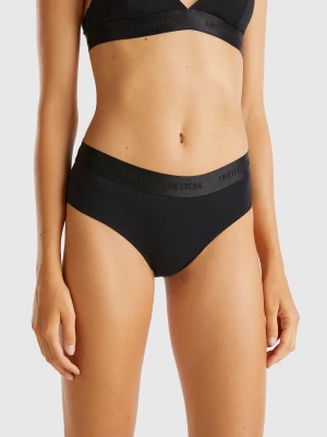 Benetton, High-rise Underwear In Stretch Organic Cotton, size XS, Black, Women United Colors of Benetton