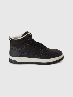 Zdjęcie produktu Benetton, High-top Sneakers In Imitation Leather And Mesh, size 33, Black, Kids United Colors of Benetton