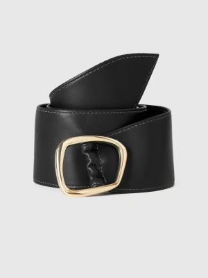 Benetton, High Waist Belt In Imitation Leather, Black, Women United Colors of Benetton