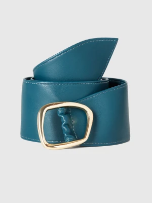 Benetton, High Waist Belt In Imitation Leather, Teal, Women United Colors of Benetton