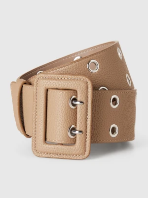 Benetton, High Waist Belt In Imitation Leather, size , Beige, Women United Colors of Benetton