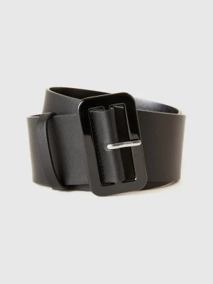 Benetton, High Waist Belt In Imitation Leather, size L, Black, Women United Colors of Benetton