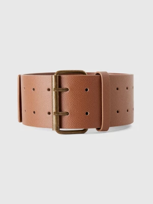 Benetton, High Waist Belt In Imitation Leather, size L, Brown, Women United Colors of Benetton