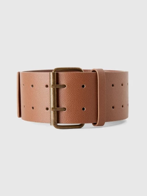 Benetton, High Waist Belt In Imitation Leather, size XL, Brown, Women United Colors of Benetton