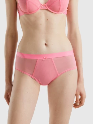 Benetton, High-waisted Mesh Underwear, size L, Pink, Women United Colors of Benetton
