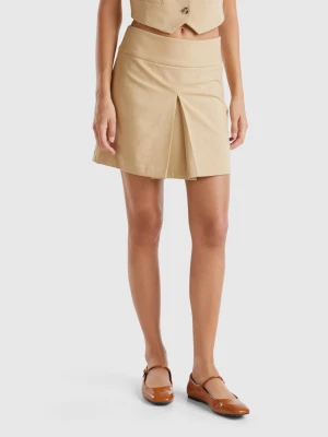 Benetton, High-waisted Mini Skirt, size , Beige, Women United Colors of Benetton