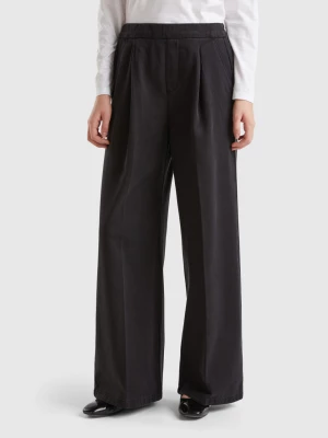 Benetton, High-waisted Palazzo Trousers, size XL, Black, Women United Colors of Benetton