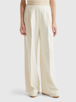 Benetton, High-waisted Palazzo Trousers, size XS, Creamy White, Women United Colors of Benetton