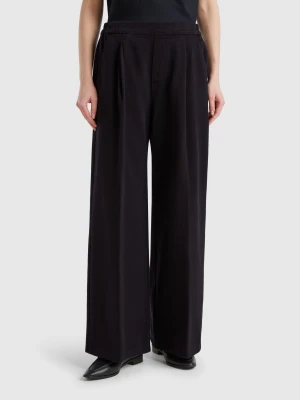 Benetton, High-waisted Palazzo Trousers, size XXS, Black, Women United Colors of Benetton