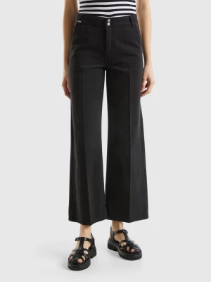 Benetton, High-waisted Trousers With Wide Leg, size , Black, Women United Colors of Benetton