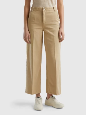Benetton, High-waisted Trousers With Wide Leg, size , Camel, Women United Colors of Benetton