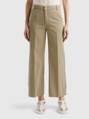 Benetton, High-waisted Trousers With Wide Leg, size , Light Green, Women United Colors of Benetton