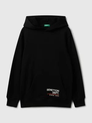 Benetton, Hoodie In Cotton, Size: S, Black, Kids United Colors of Benetton