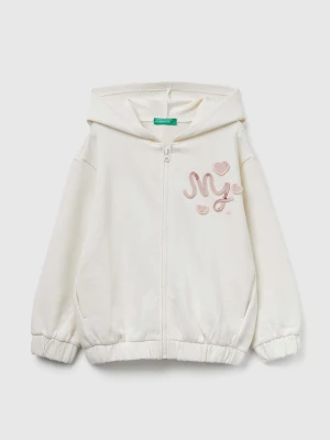 Benetton, Hoodie With Sequins, Size: 116, Creamy White, Kids United Colors of Benetton