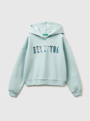 Benetton, Hoodie With Sequins, Size: XL, Aqua, Kids United Colors of Benetton