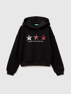 Benetton, Hoodie With Sequins, Size: XL, Black, Kids United Colors of Benetton