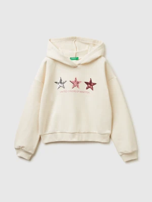 Benetton, Hoodie With Sequins, Size: XL, Creamy White, Kids United Colors of Benetton