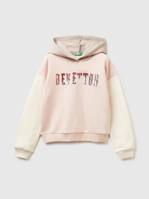 Benetton, Hoodie With Sequins, Size: XL, Soft Pink, Kids United Colors of Benetton