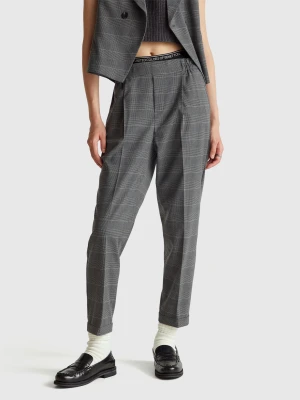 Benetton, Houndstooth Flannel Trousers, Size: XXS, Gray, Women United Colors of Benetton