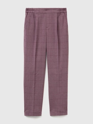 Benetton, Houndstooth Flannel Trousers, Size: XXS, Plum, Women United Colors of Benetton