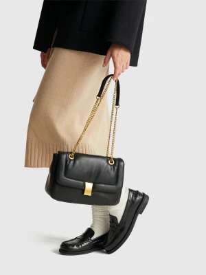 Benetton, Imitation Leather Fabric Bag, Size: OS, Black, Women United Colors of Benetton