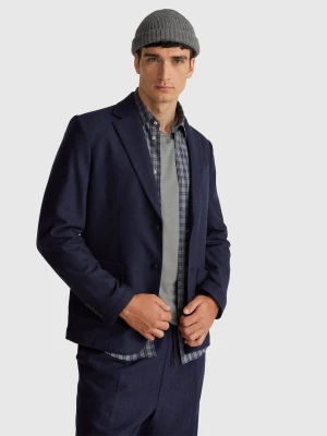 Benetton, Wool Blend Jacket, Dark Blue, Men United Colors of Benetton