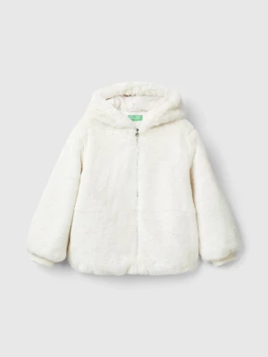 Benetton, Jacket In Faux Fur, size 2XL, Creamy White, Kids United Colors of Benetton