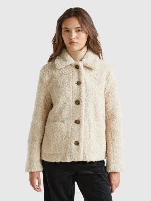 Benetton, Jacket In Faux Fur, size , Beige, Women United Colors of Benetton