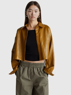 Benetton, Jacket In Imitation Leather Fabric, Size: XS, Camel, Women United Colors of Benetton