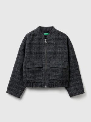 Benetton, Jacket In Wool Blend, Size: XL, Dark Gray, Kids United Colors of Benetton