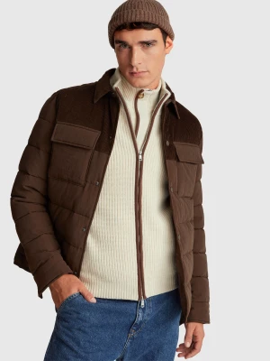 Benetton, Corduroy And Nylon Jacket, Size: XL, Brown, Men United Colors of Benetton