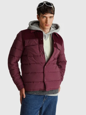 Benetton, Corduroy And Nylon Jacket, Size: XS, Burgundy, Men United Colors of Benetton