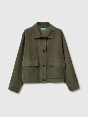Benetton, Velvet Jacket, Size: XS, Military Green, Women United Colors of Benetton