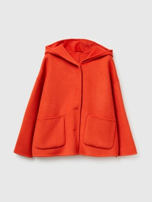 Benetton, Jacket With Hood In Wool Blend, Size: XXS, Orange, Women United Colors of Benetton