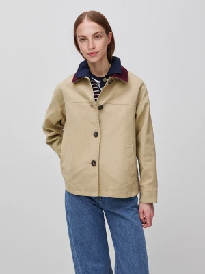 Benetton, Jacket With Velvet Collar, Size: XS, Camel, Women United Colors of Benetton