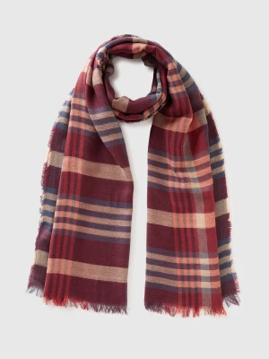 Benetton, Jacquard Check Scarf, Size: OS, Burgundy, Women United Colors of Benetton