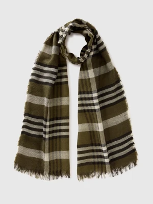 Benetton, Jacquard Check Scarf, Size: OS, Military Green, Women United Colors of Benetton