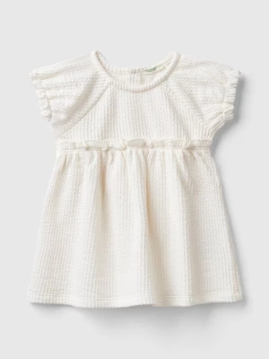 Benetton, Jacquard Dress With Ruffles, size 50, Creamy White, Kids United Colors of Benetton