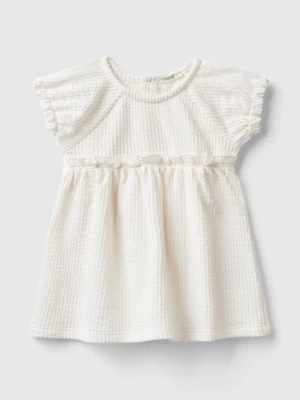 Benetton, Jacquard Dress With Ruffles, size 68, Creamy White, Kids United Colors of Benetton