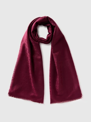Benetton, Jacquard Scarf, Size: OS, Burgundy, Women United Colors of Benetton